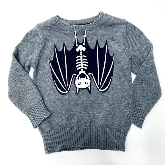 H&M Other - H&M velvet & puffy bones bat sweater gray 2-4Y